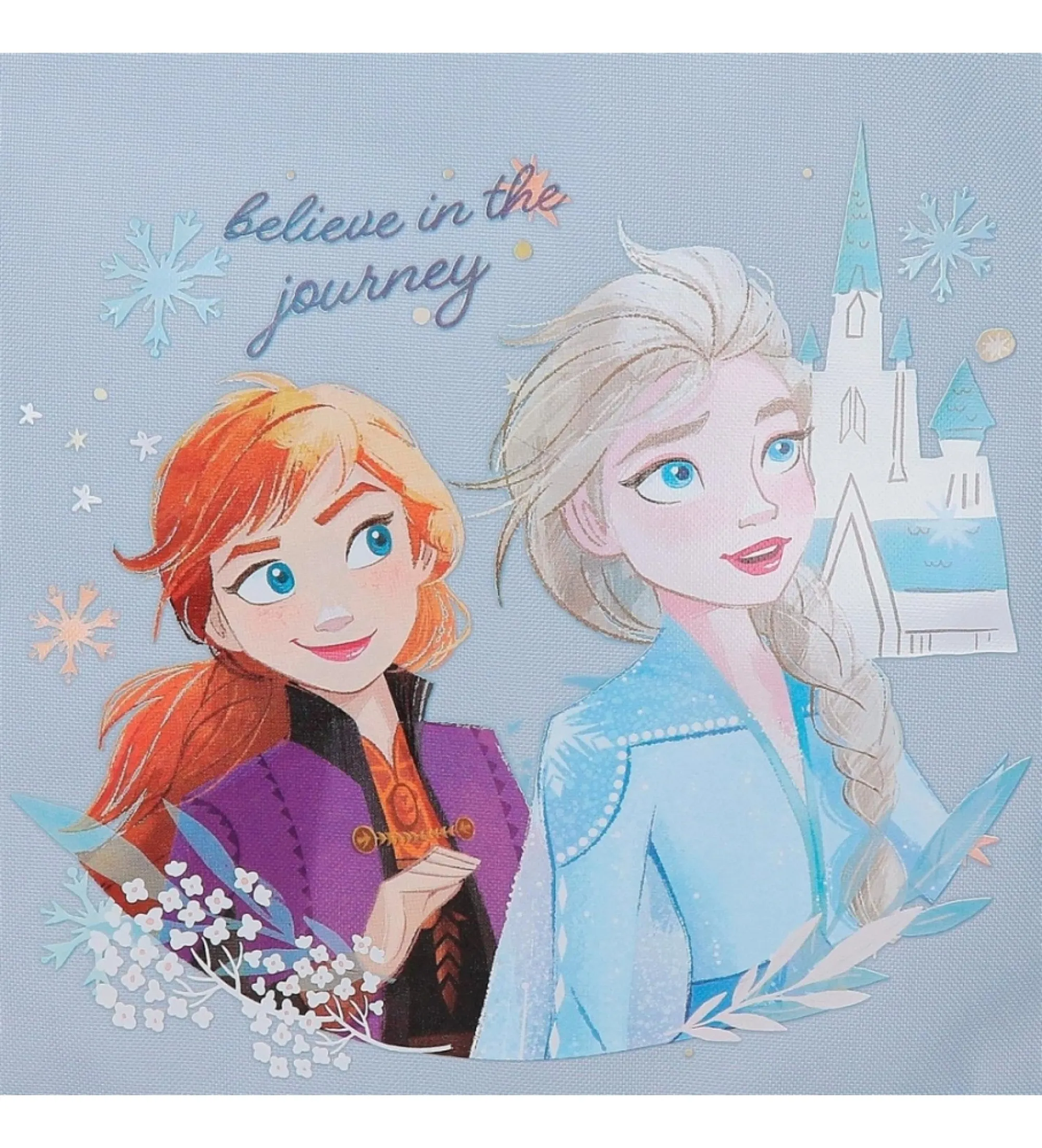 Mochila Frozen Believe in the journey dos compartimentos con carro azul