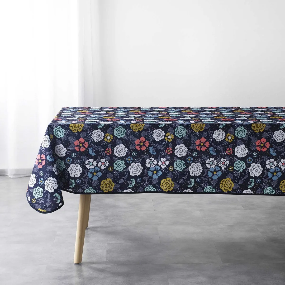 NAPPE RECTANGLE 150 x 240 CM POLYESTER IMPRIME LILY BLEU