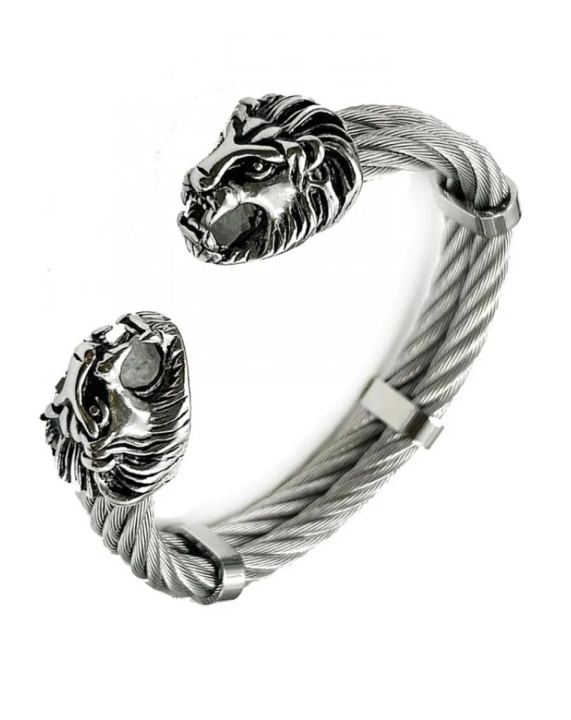 ORIGINALES PULSERAS DE HOMBRE EN ACERO CON CABEZAS FELINAS