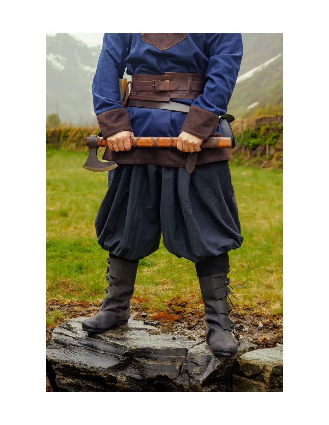 Pantalón vikingo de algodón modelo Norman, negro