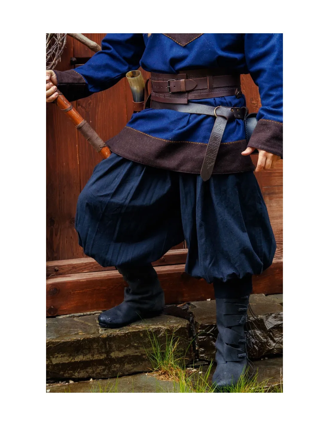 Pantalón vikingo de algodón modelo Norman, negro