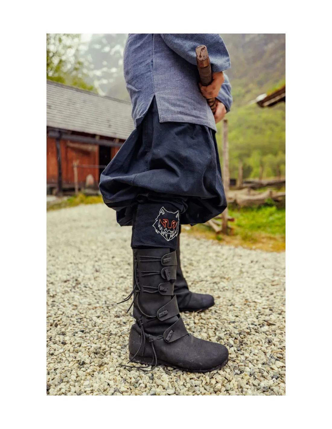 Pantalón vikingo de algodón modelo Norman, negro