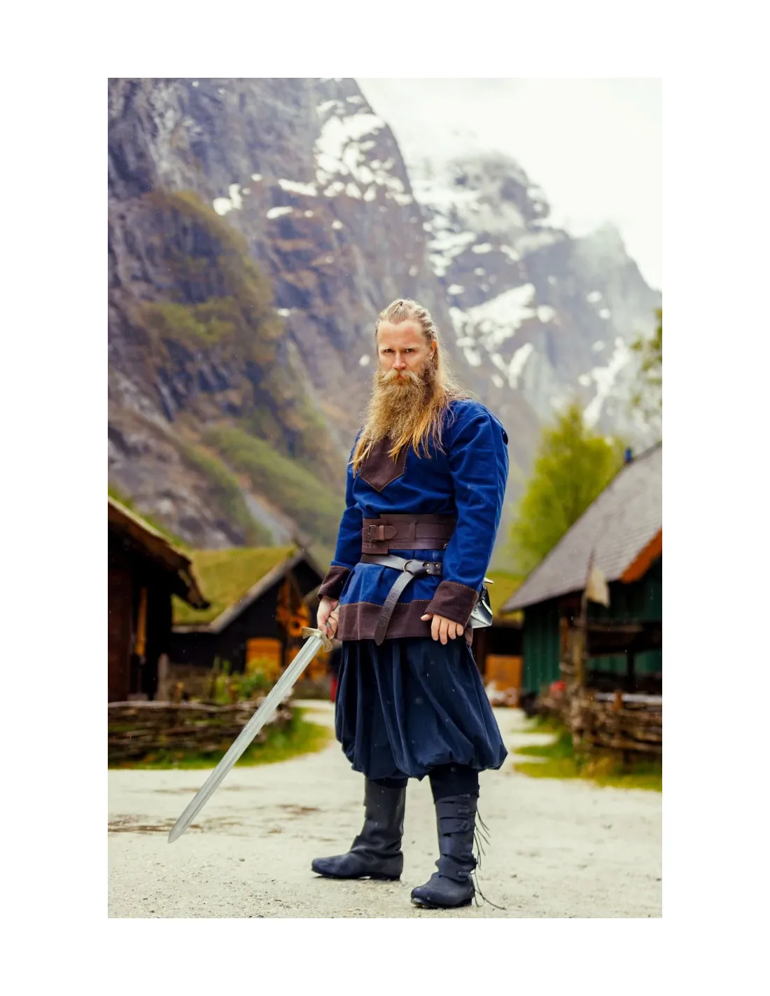 Pantalón vikingo de algodón modelo Norman, negro
