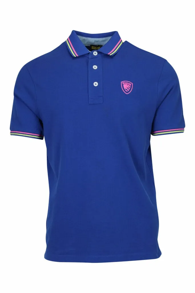 Polo azul con minilogo escudo