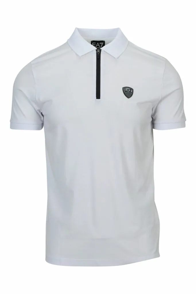 Polo blanco con cremallera y minilogo 