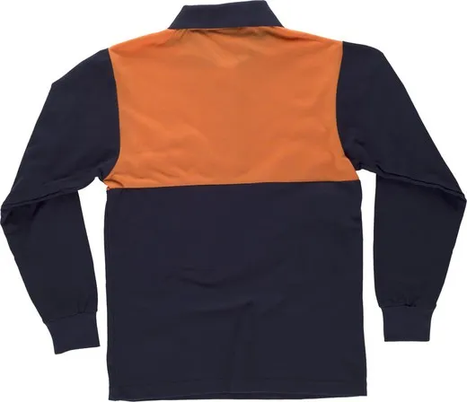 Polo manga larga con canesú combinado, un bolso de pecho Marino Naranja A.V.