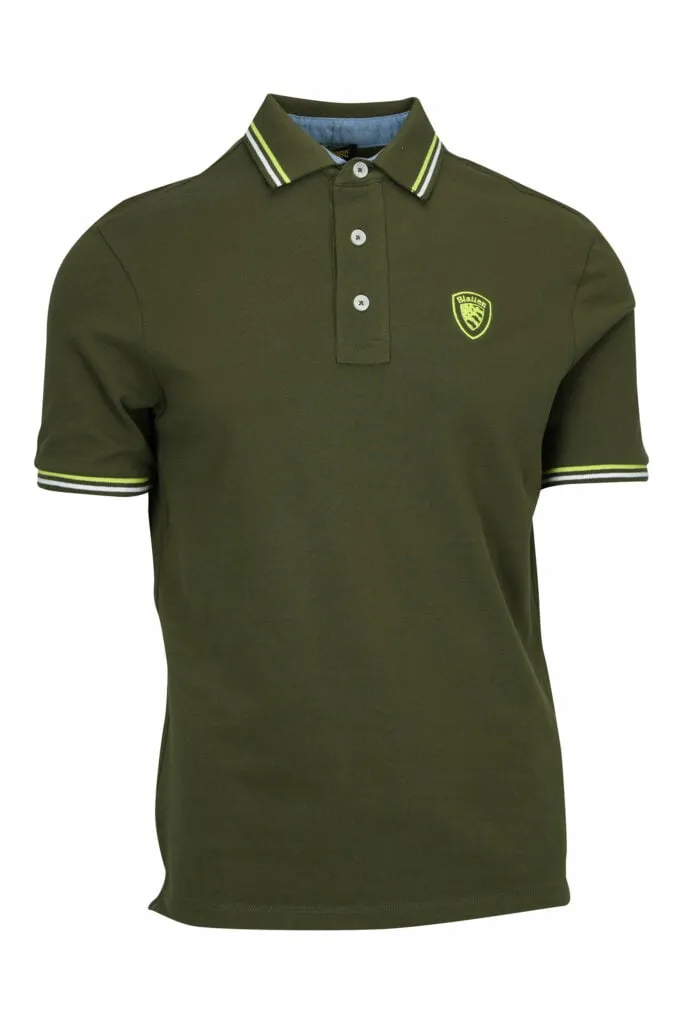 Polo verde militar con minilogo escudo