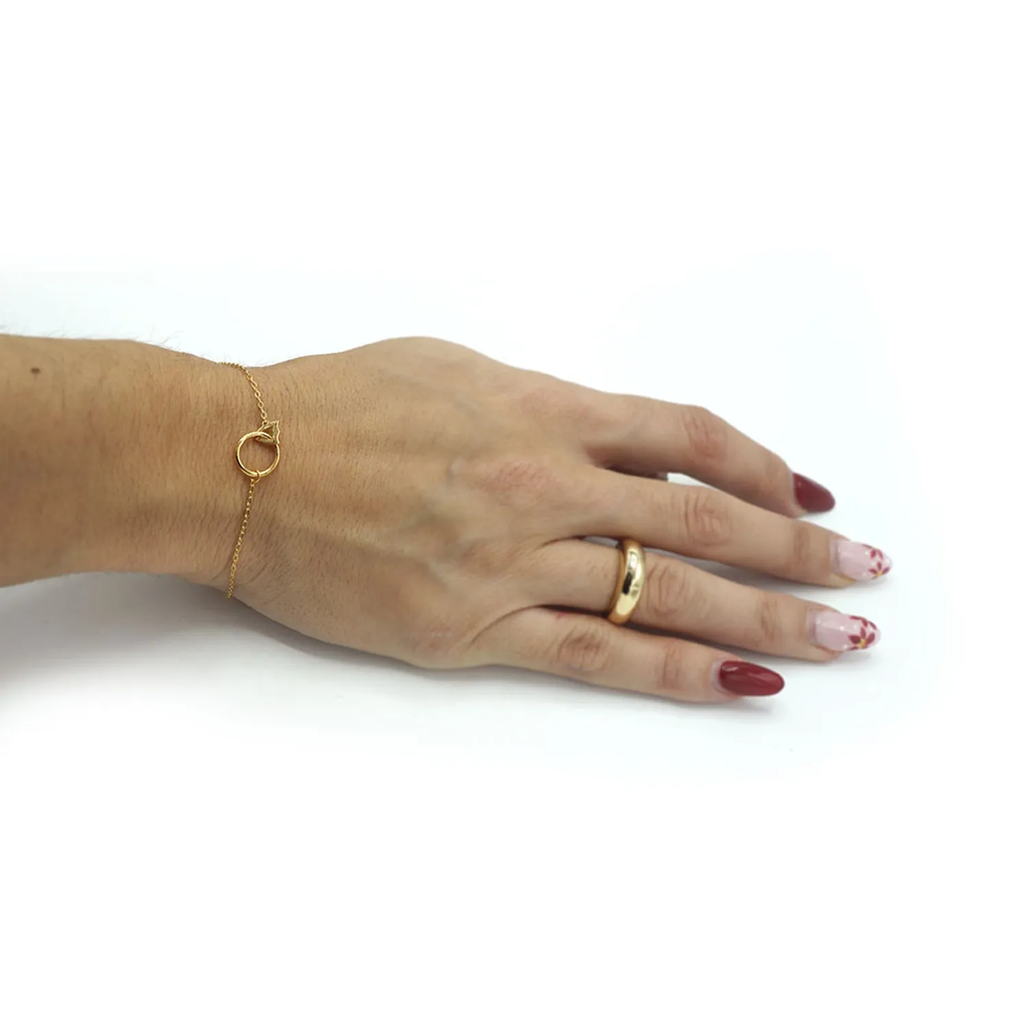 Pulsera plata chapada oro con aro y silueta escudo