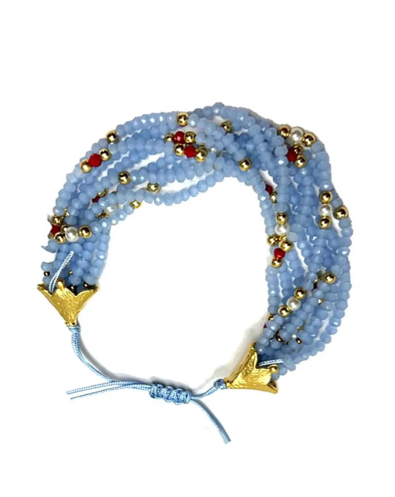 PULSERAS AZULES TONO CLARO DE VARIAS HILERAS DE CRISTAL