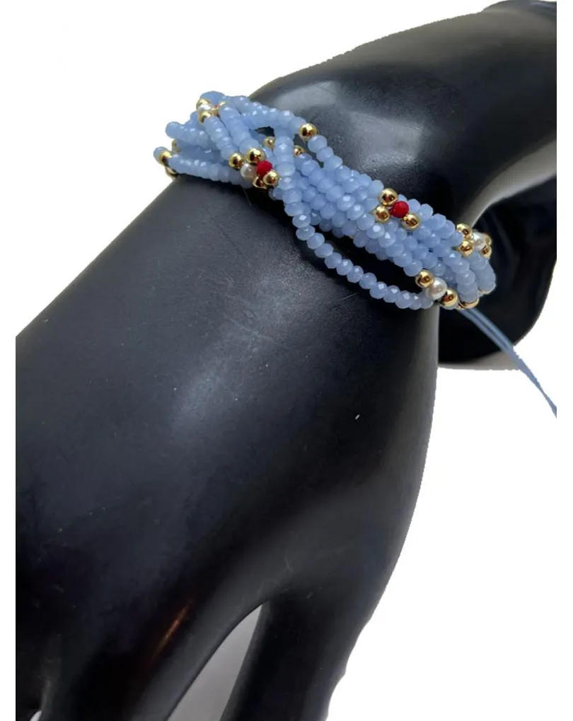 PULSERAS AZULES TONO CLARO DE VARIAS HILERAS DE CRISTAL