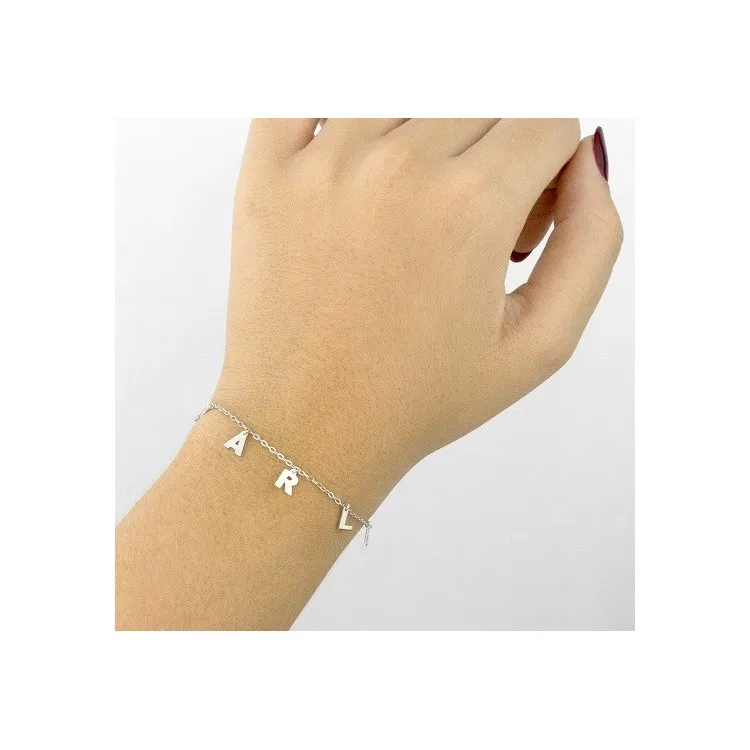 Pulseras de letras y simbolos colgados plata de ley