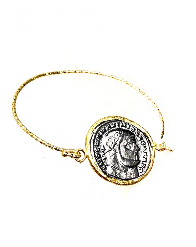 PULSERAS DE MUJER REPLICA DE MONEDAS ANTIGUAS BAÑO DE ORO