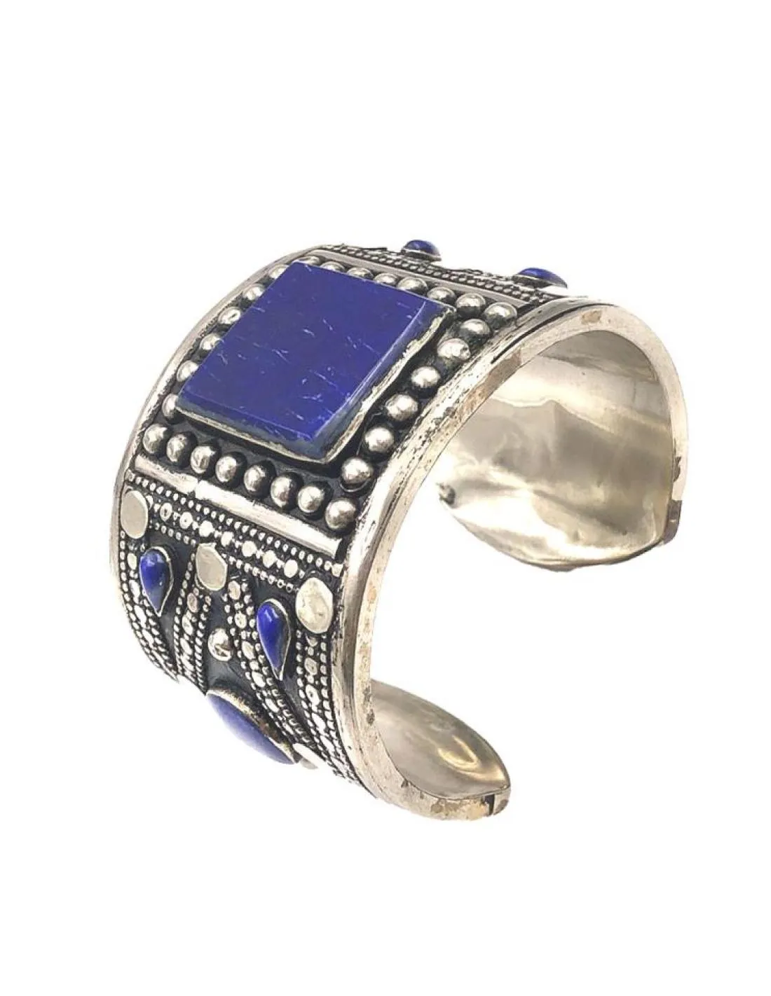 PULSERAS PLATA Y PIEDRA LAPISLAZULI JOYAS ANTIGUAS AFGANAS EXCLUSIVAS