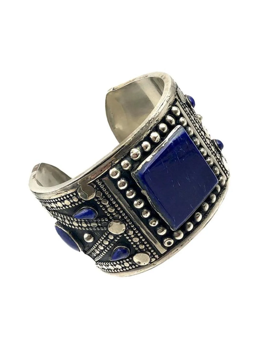 PULSERAS PLATA Y PIEDRA LAPISLAZULI JOYAS ANTIGUAS AFGANAS EXCLUSIVAS