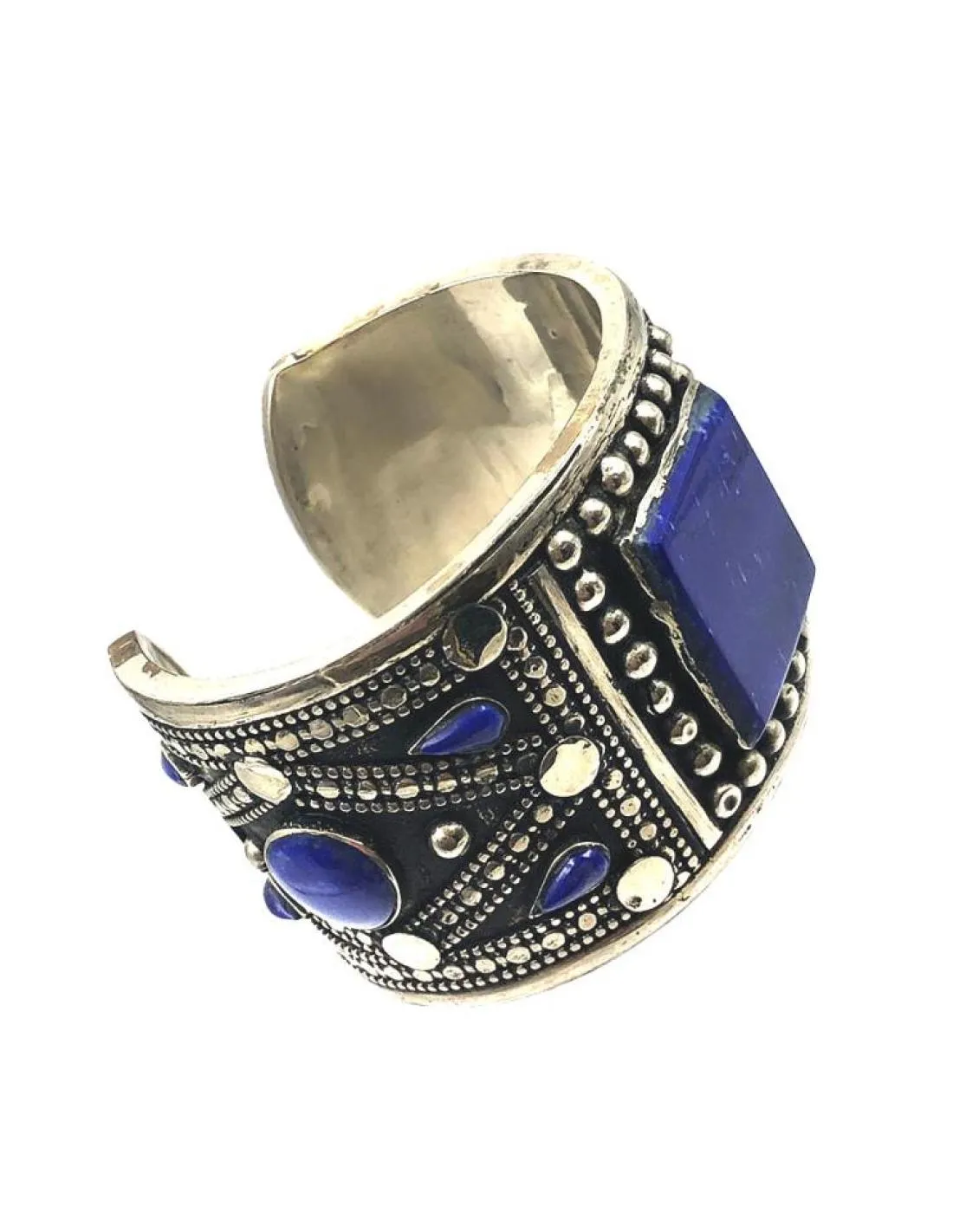 PULSERAS PLATA Y PIEDRA LAPISLAZULI JOYAS ANTIGUAS AFGANAS EXCLUSIVAS