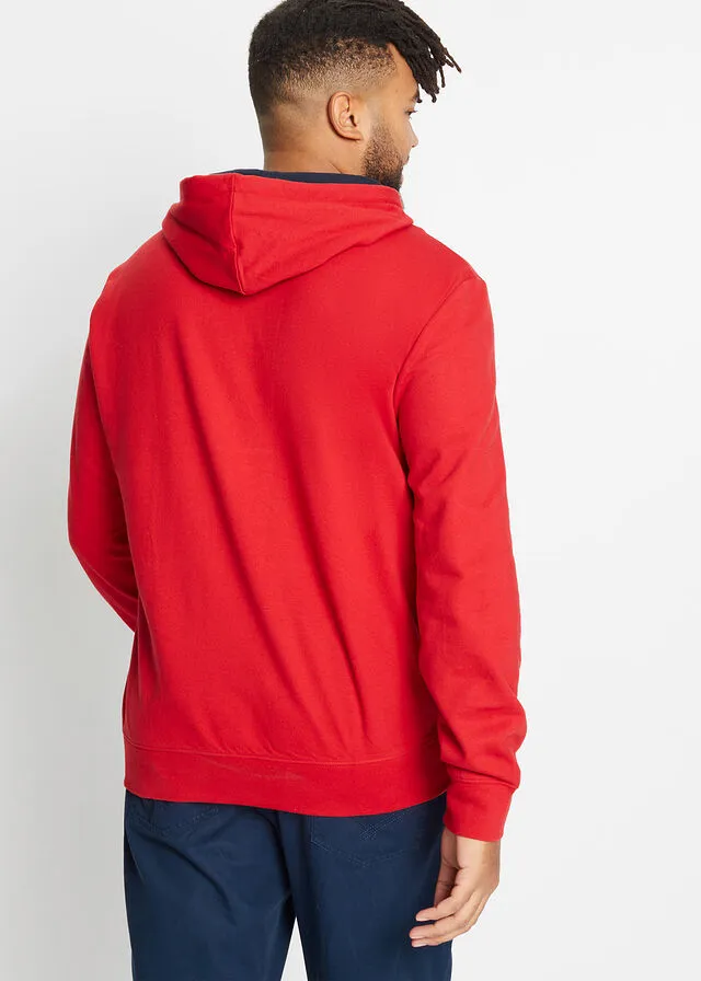 Sudadera con capucha rojo con rayas
