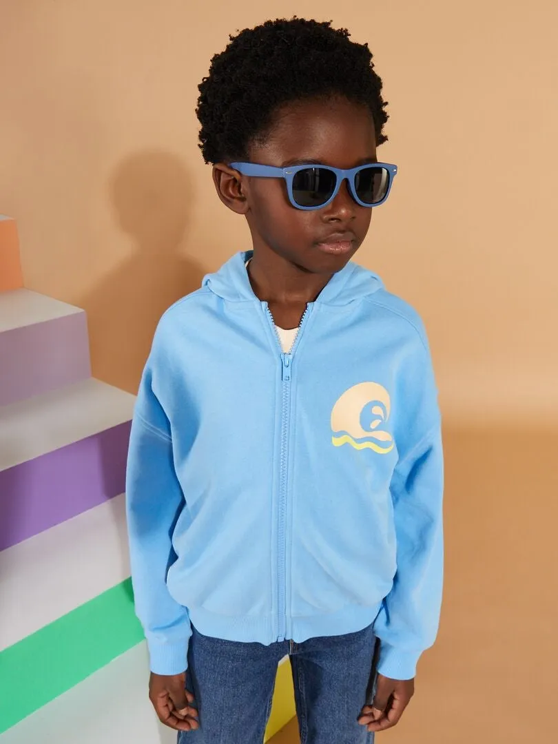 SUDADERA CON CREMALLERA Y CAPUCHA  GRAFIK EDITION  AZUL