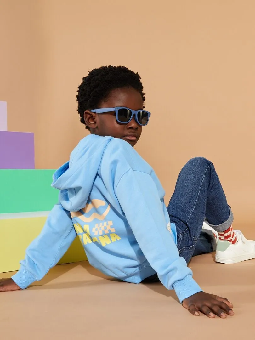 SUDADERA CON CREMALLERA Y CAPUCHA  GRAFIK EDITION  AZUL