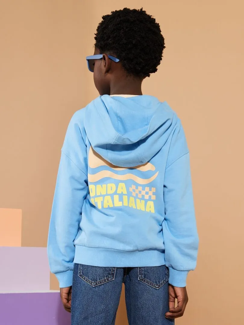 SUDADERA CON CREMALLERA Y CAPUCHA  GRAFIK EDITION  AZUL