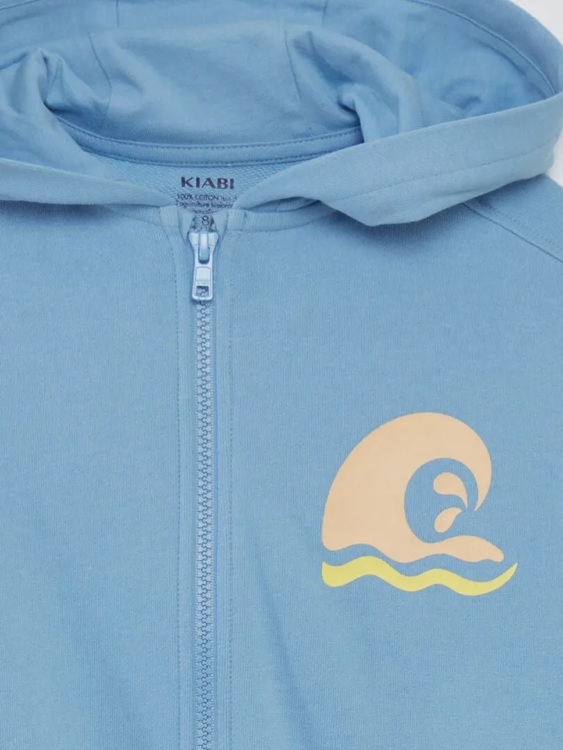 SUDADERA CON CREMALLERA Y CAPUCHA  GRAFIK EDITION  AZUL