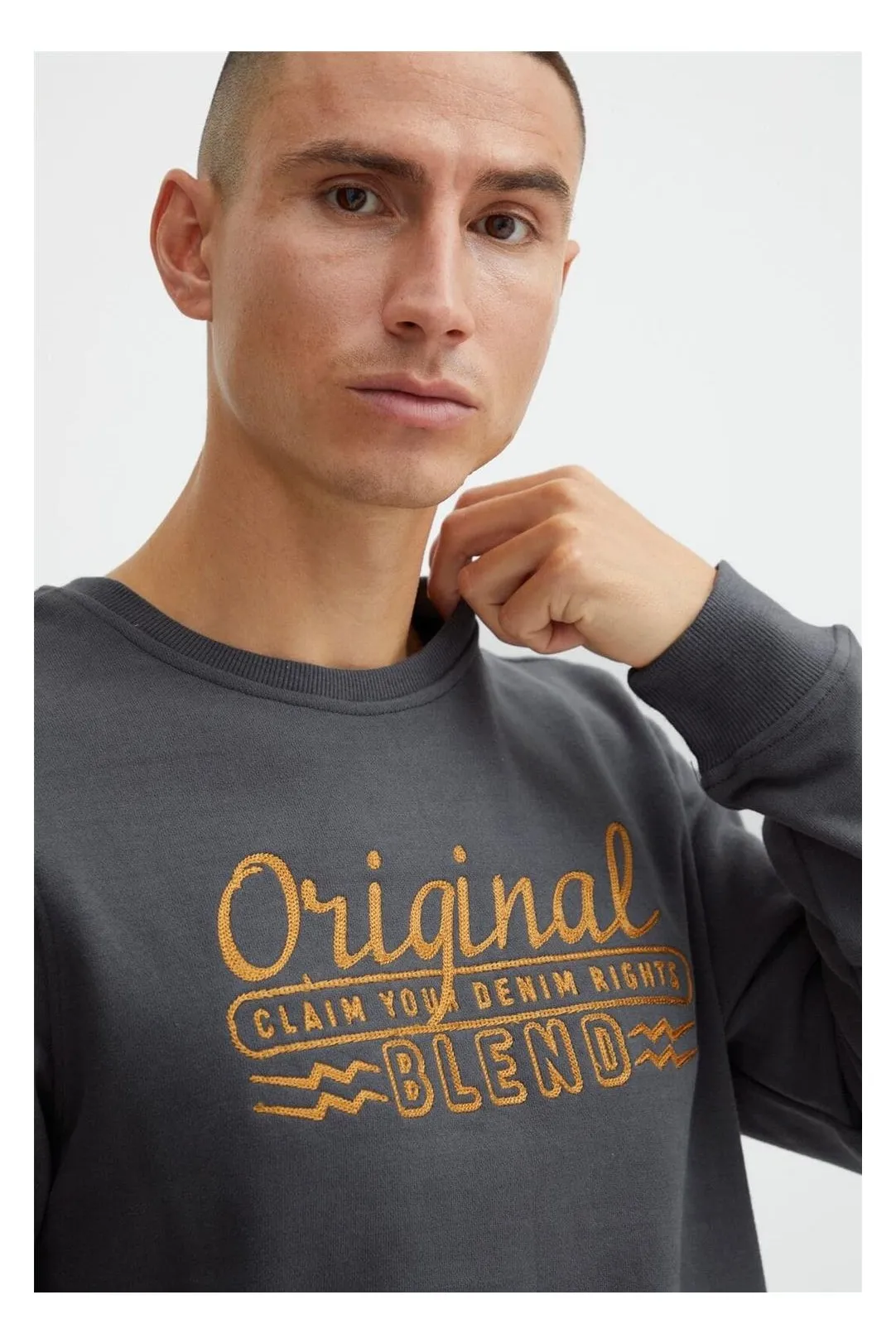 Sudadera hombre letras gris