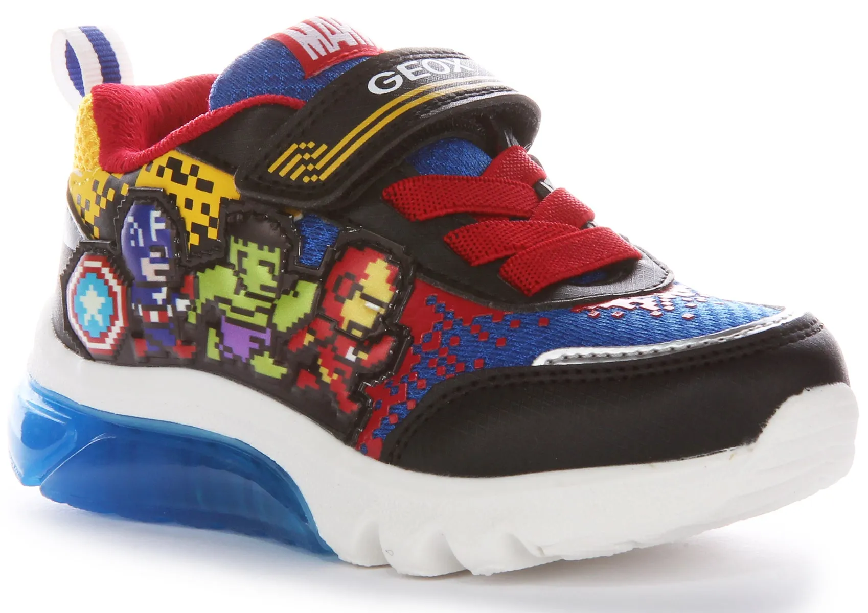 Zapatillas con alas del escudo de Capitán América para niños Geox J Ciberdrone B en rojo marino