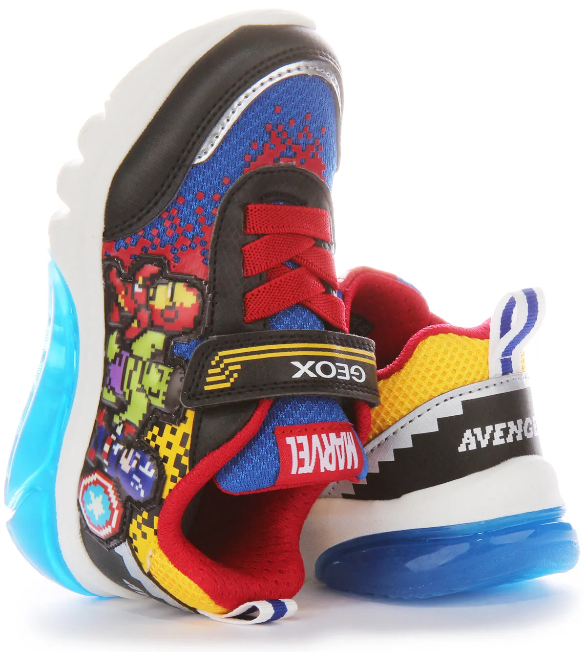 Zapatillas con alas del escudo de Capitán América para niños Geox J Ciberdrone B en rojo marino