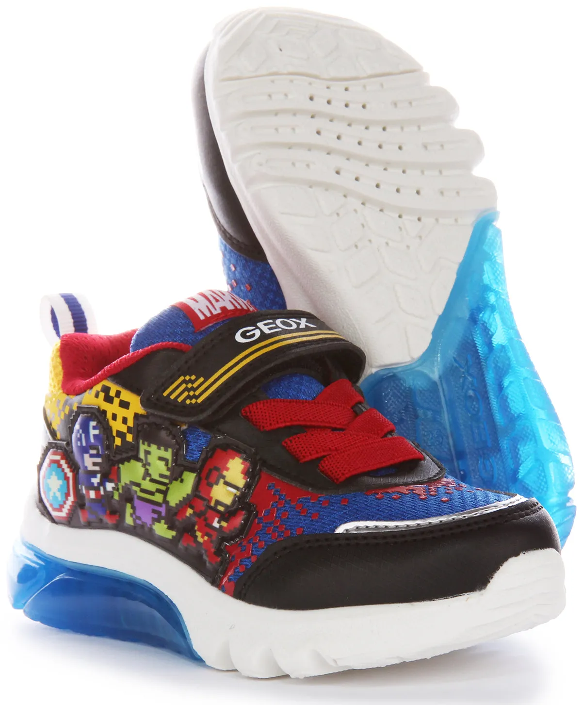 Zapatillas con alas del escudo de Capitán América para niños Geox J Ciberdrone B en rojo marino